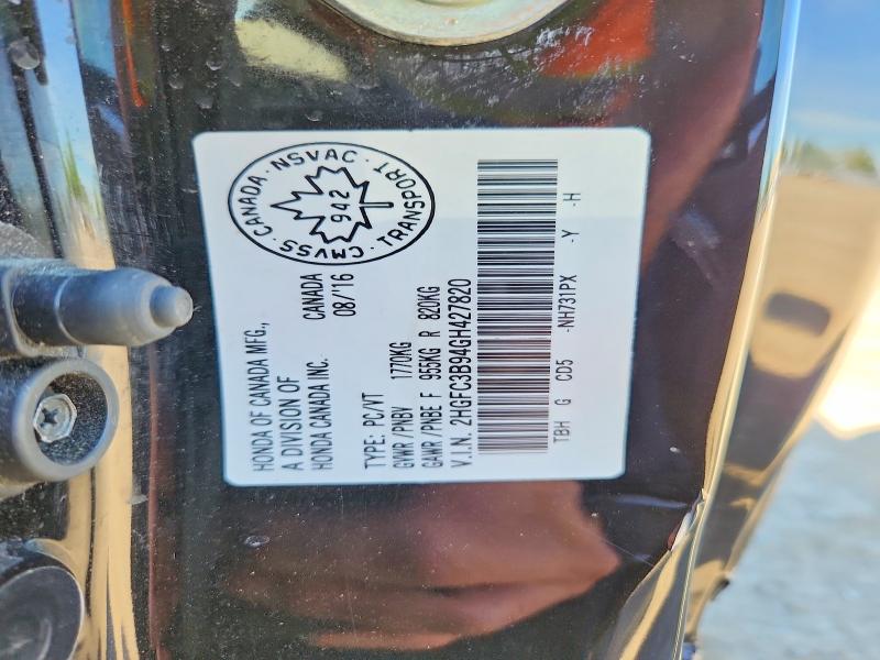 2016 Honda Civic მანქანა იყიდება აუქციონზე, vin: 2HGFC3B94GH427820, აუქციონის ნომერი: 55395616
