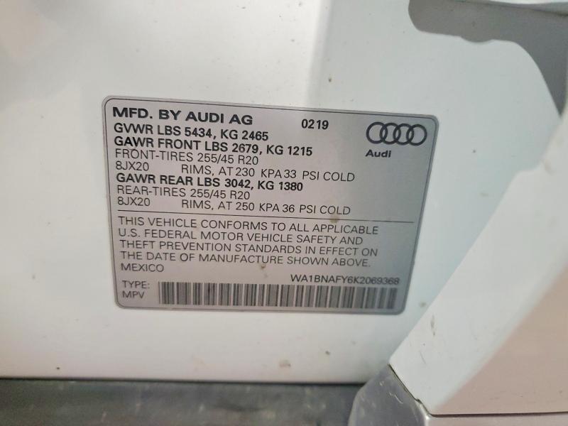 Aukcja sprzedaży 2019 Audi Q5, vin: WA1BNAFY6K2069368, numer aukcji: 58290156