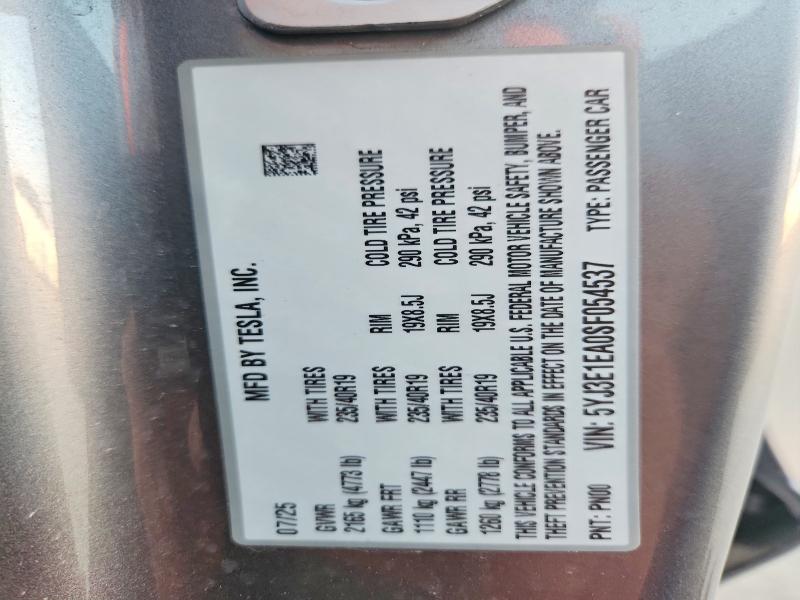 Продажа на аукционе авто 2025 Tesla Model 3, vin: 5YJ3E1EA0SF054537, номер лота: 57723806