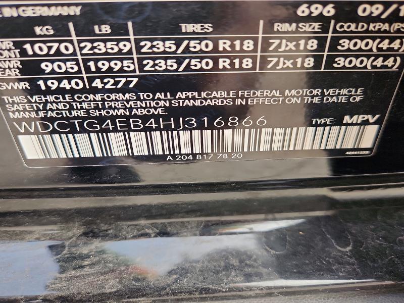 Aukcja sprzedaży 2017 Mercedes-benz Gla, vin: WDCTG4EB4HJ316866, numer aukcji: 56803506