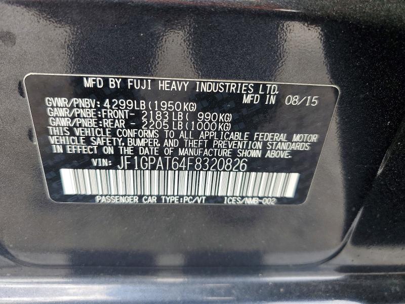 58626246 :رقم المزاد ، JF1GPAT64F8320826 vin ، 2015 Subaru Impreza مزاد بيع