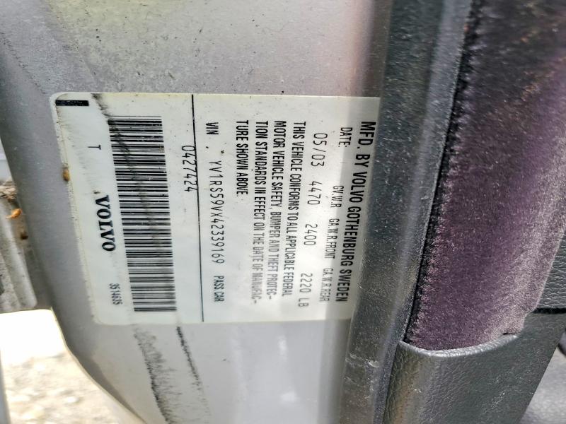 2004 Volvo S60 მანქანა იყიდება აუქციონზე, vin: YV1RS59VX42339169, აუქციონის ნომერი: 58621226
