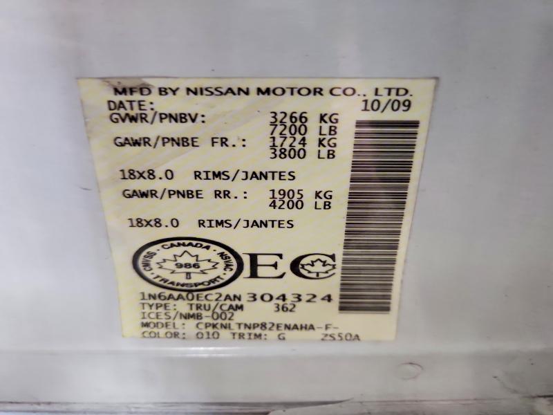 57263776 :رقم المزاد ، 1N6AA0EC2AN304324 vin ، 2010 Nissan Titan مزاد بيع