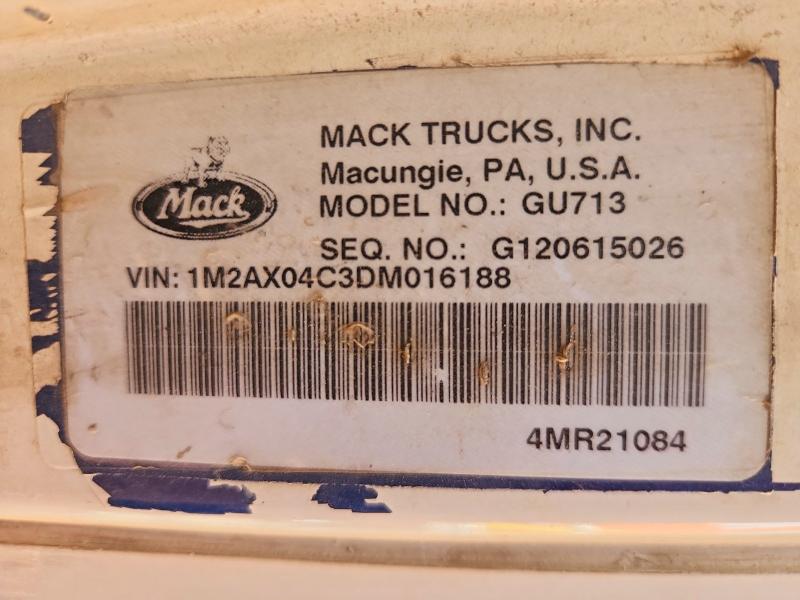 Продажа на аукционе авто 2013 Mack Gu713, vin: 1M2AX04C3DM016188, номер лота: 55930566