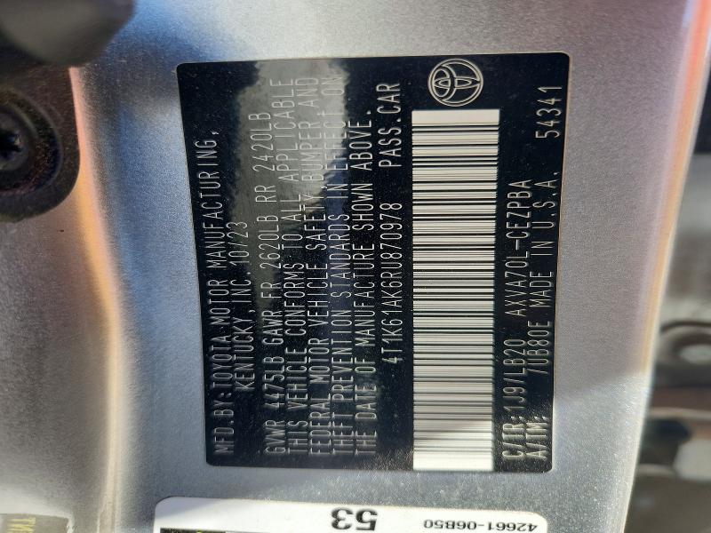 Продажа на аукционе авто 2024 Toyota Camry, vin: 4T1K61AK6RU870978, номер лота: 55945506