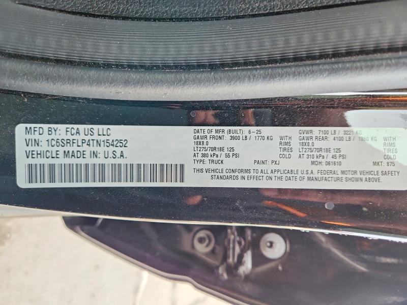 2026 Ram 1500 მანქანა იყიდება აუქციონზე, vin: 1C6SRFLP4TN154252, აუქციონის ნომერი: 55961986