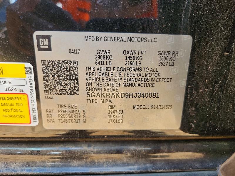 Продажа на аукционе авто 2017 Buick Enclave, vin: 5GAKRAKD9HJ340081, номер лота: 56273656