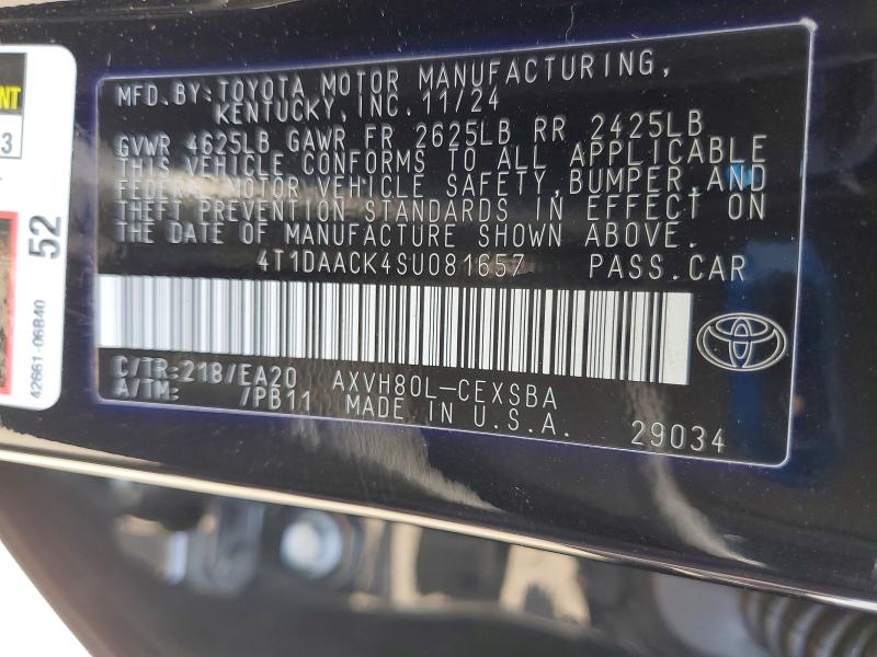 Продаж на аукціоні авто 2025 Toyota Camry, vin: 4T1DAACK4SU081657, номер лоту: 56527716