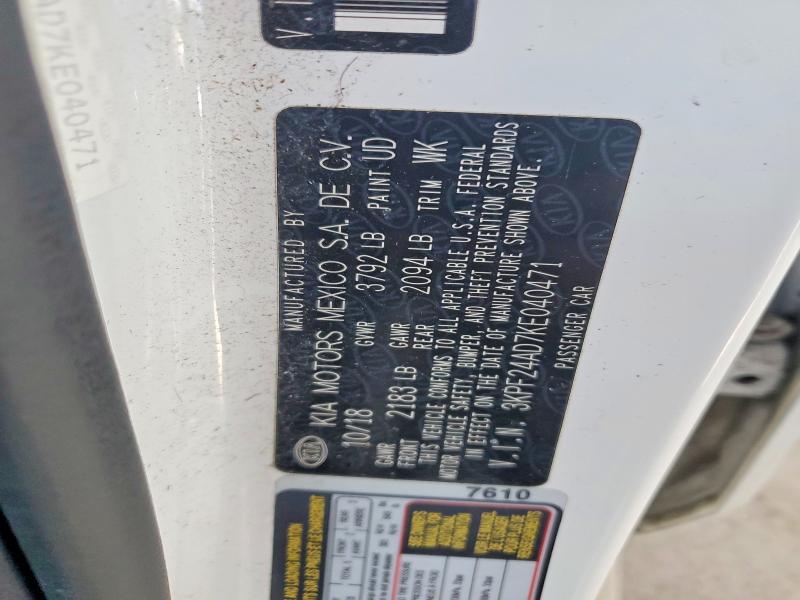 57490436 :رقم المزاد ، 3KPF24AD7KE040471 vin ، 2019 Kia Forte مزاد بيع