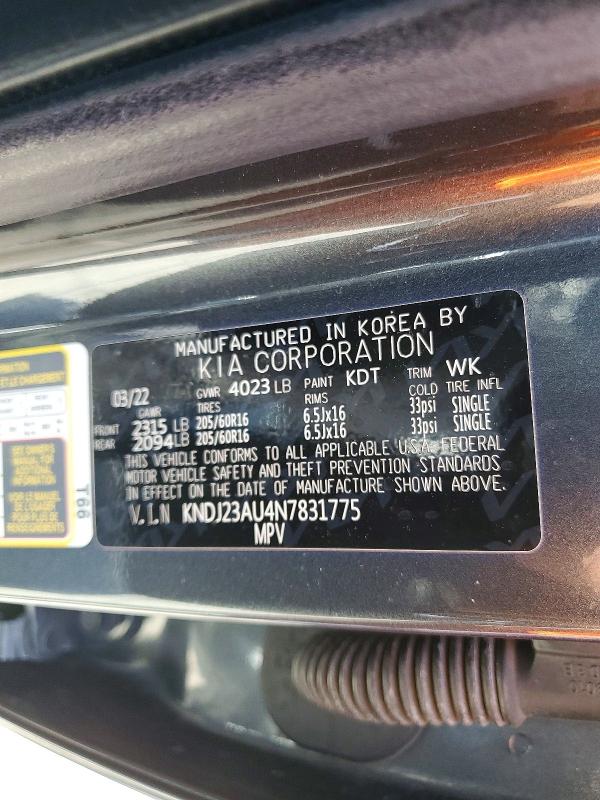 Aukcja sprzedaży 2022 Kia Soul, vin: KNDJ23AU4N7831775, numer aukcji: 57364656