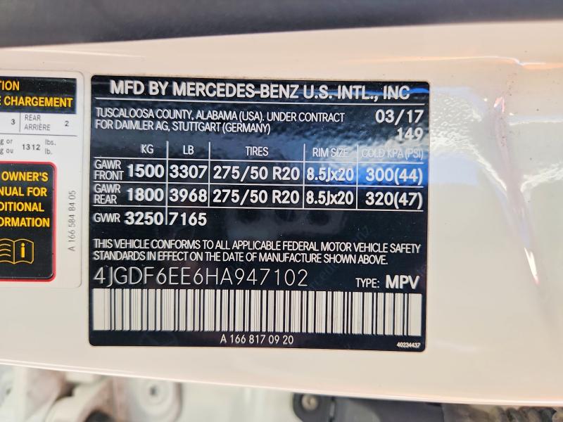 56549066 :رقم المزاد ، 4JGDF6EE6HA947102 vin ، 2017 Mercedes-benz Gls مزاد بيع