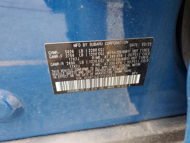 58834946 :رقم المزاد ، 4S4BTGUD1P3193012 vin ، 2023 Subaru Outback مزاد بيع