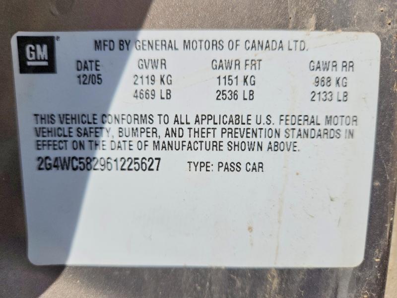Aukcja sprzedaży 2006 Buick Lacrosse, vin: 2G4WC582961225627, numer aukcji: 56264706
