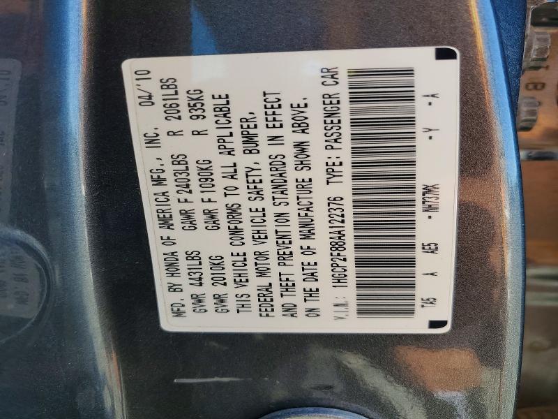Продаж на аукціоні авто 2010 Honda Accord, vin: 1HGCP2F88AA122376, номер лоту: 57517996