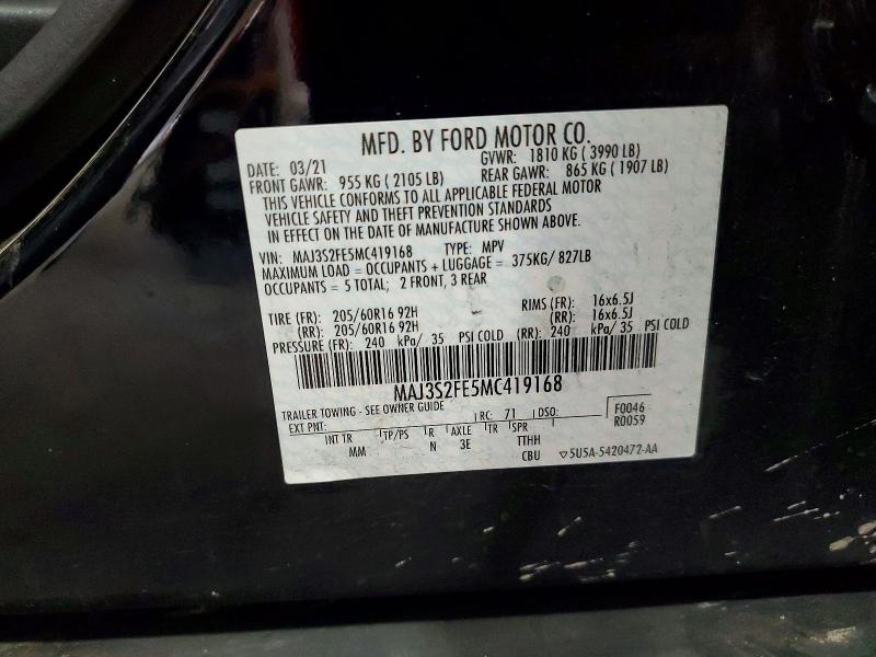 Продажа на аукционе авто 2021 Ford Ecosport, vin: MAJ3S2FE5MC419168, номер лота: 57934416