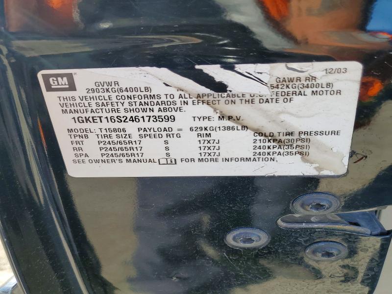 Продаж на аукціоні авто 2004 Gmc Envoy, vin: 1GKET16S246173599, номер лоту: 51922626