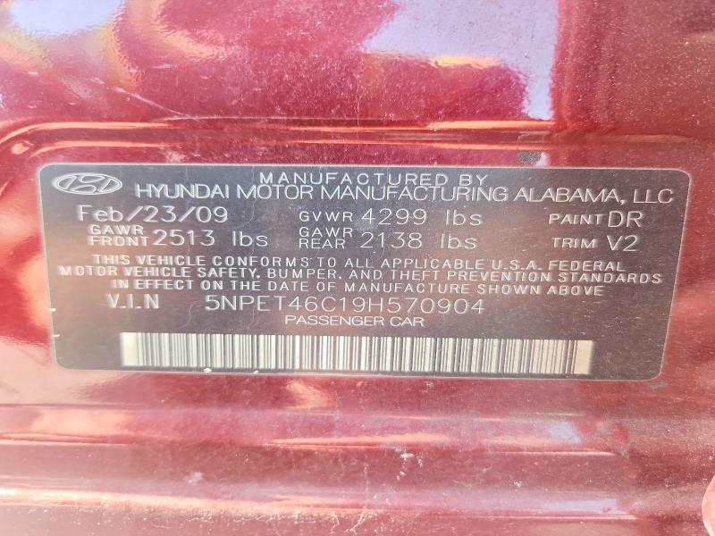 58585976 :رقم المزاد ، 5NPET46C19H570904 vin ، 2009 Hyundai Sonata مزاد بيع