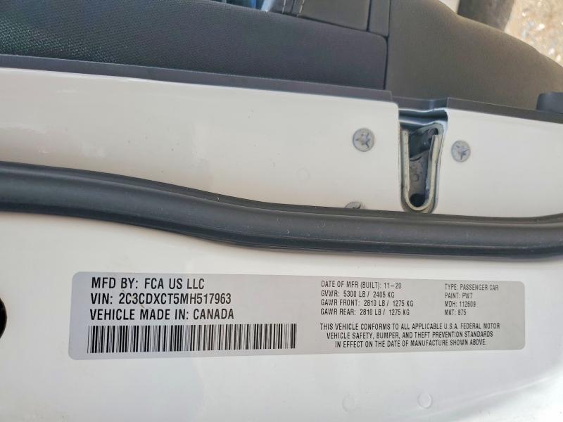 Продажа на аукционе авто 2021 Dodge Charger, vin: 2C3CDXCT5MH517963, номер лота: 56969676