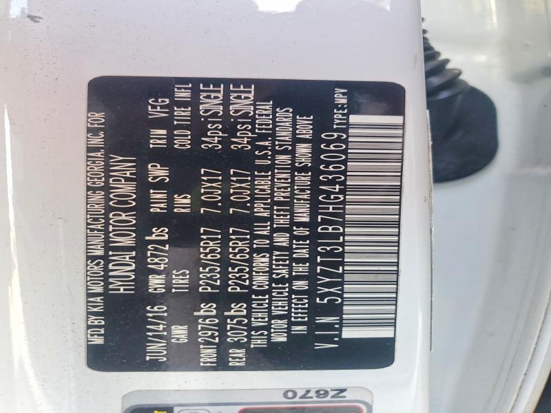 56715136 :رقم المزاد ، 5XYZT3LB7HG436069 vin ، 2017 Hyundai Santa Fe Sport مزاد بيع