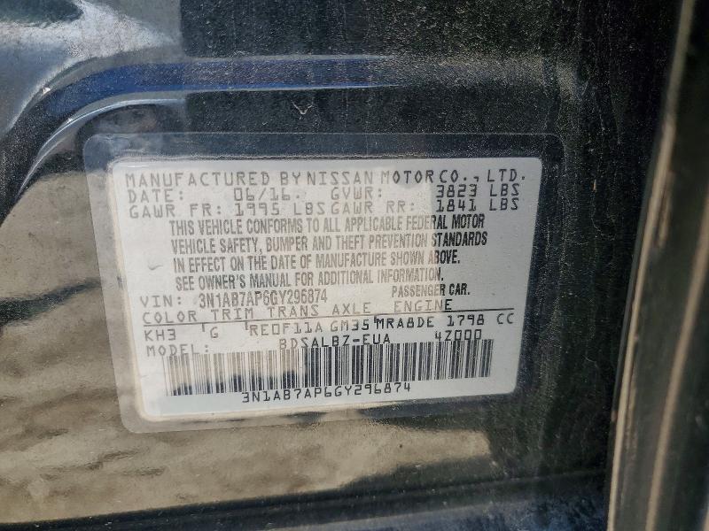 Продаж на аукціоні авто 2016 Nissan Sentra, vin: 3N1AB7AP6GY296874, номер лоту: 54756076