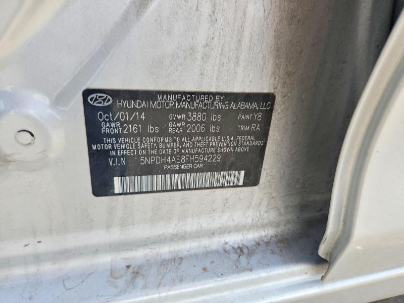 2015 Hyundai Elantra მანქანა იყიდება აუქციონზე, vin: 5NPDH4AE8FH594229, აუქციონის ნომერი: 55980256