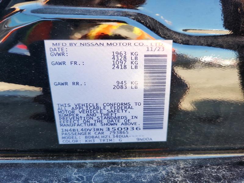 2024 Nissan Altima მანქანა იყიდება აუქციონზე, vin: 1N4BL4DV3RN350936, აუქციონის ნომერი: 55415646