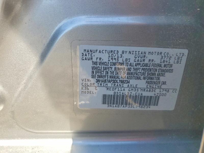 57149386 :رقم المزاد ، 3N1AB7AP3DL798234 vin ، 2013 Nissan Sentra مزاد بيع