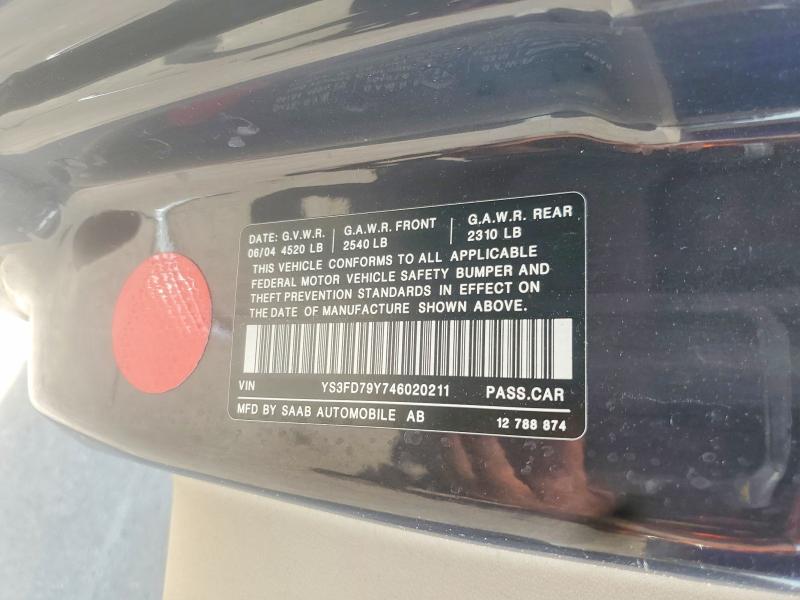 Aukcja sprzedaży 2004 Saab 9-3, vin: YS3FD79Y746020211, numer aukcji: 56963936