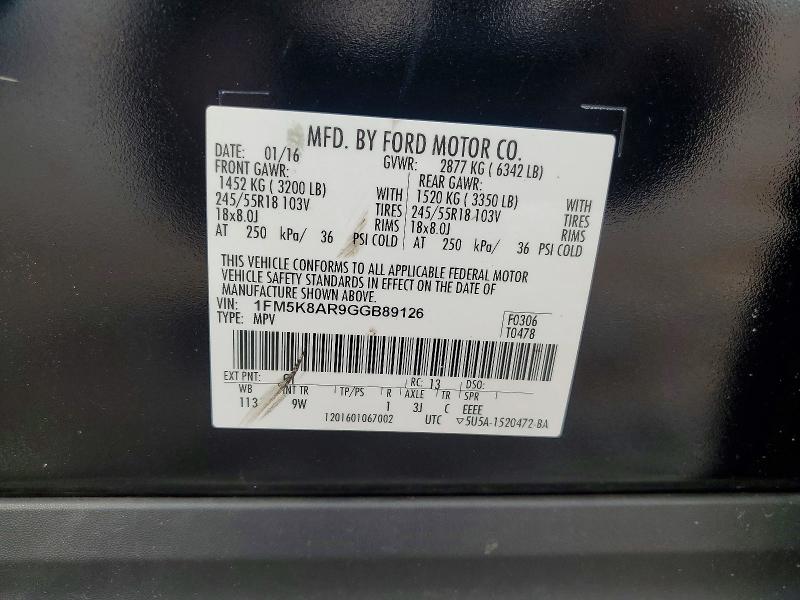 Продаж на аукціоні авто 2016 Ford Explorer, vin: 1FM5K8AR9GGB89126, номер лоту: 56031376