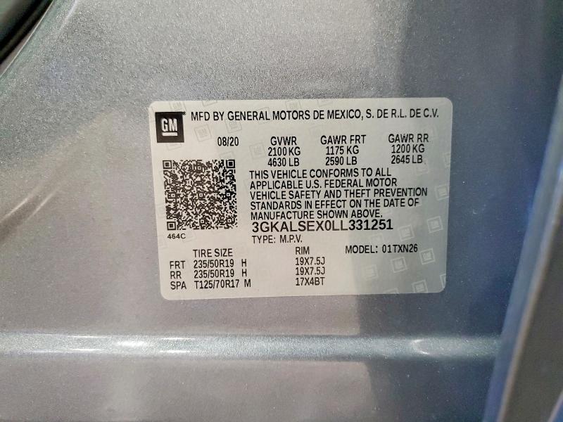 Aukcja sprzedaży 2020 Gmc Terrain, vin: 3GKALSEX0LL331251, numer aukcji: 73341405