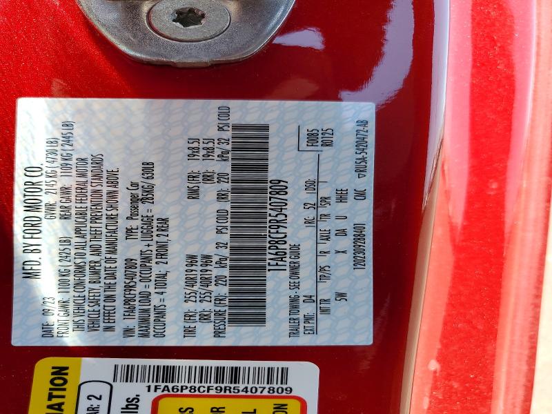 Продажа на аукционе авто 2024 Ford Mustang, vin: 1FA6P8CF9R5407809, номер лота: 57028176