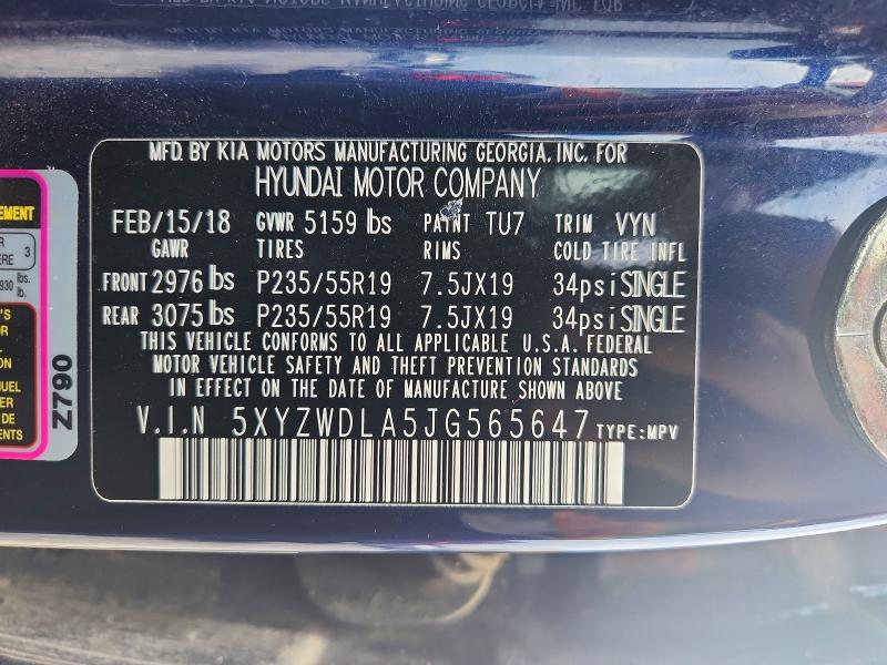 Продажа на аукционе авто 2018 Hyundai Santa Fe Sport, vin: 5XYZWDLA5JG565647, номер лота: 54726726