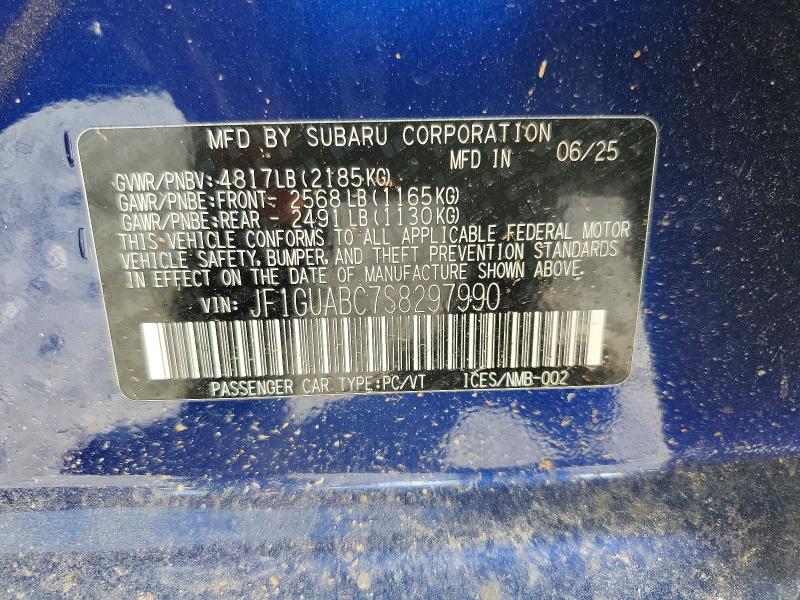Продажа на аукционе авто 2025 Subaru Impreza, vin: JF1GUABC7S8297990, номер лота: 58273746