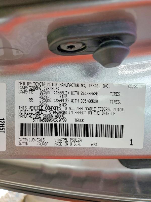 56293566 :رقم المزاد ، 5TFWA5DB0SX310790 vin ، 2025 Toyota Tundra مزاد بيع