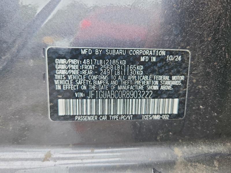Продажа на аукционе авто 2024 Subaru Impreza, vin: JF1GUABC0R8903222, номер лота: 56245296