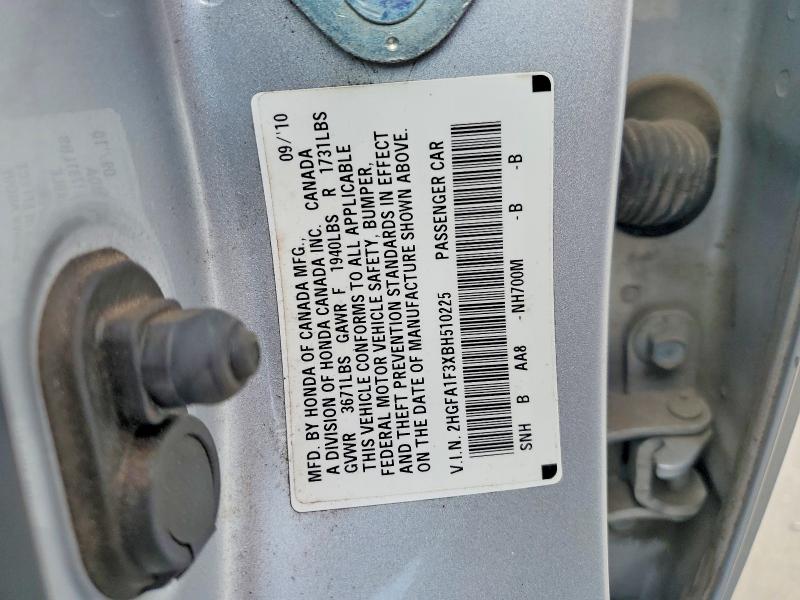 2011 Honda Civic მანქანა იყიდება აუქციონზე, vin: 2HGFA1F3XBH510225, აუქციონის ნომერი: 55885036