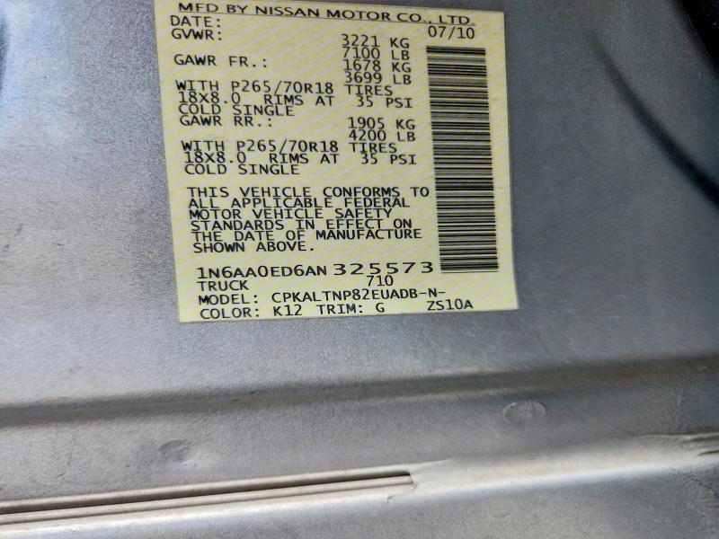 Продаж на аукціоні авто 2010 Nissan Titan, vin: 1N6AA0ED6AN325573, номер лоту: 55805216
