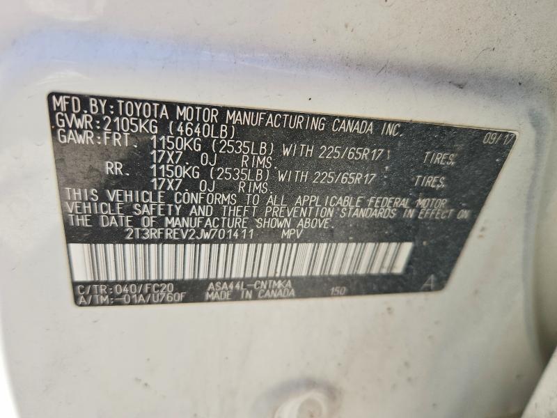 Продажа на аукционе авто 2018 Toyota Rav4, vin: 2T3RFREV2JW701411, номер лота: 56838096