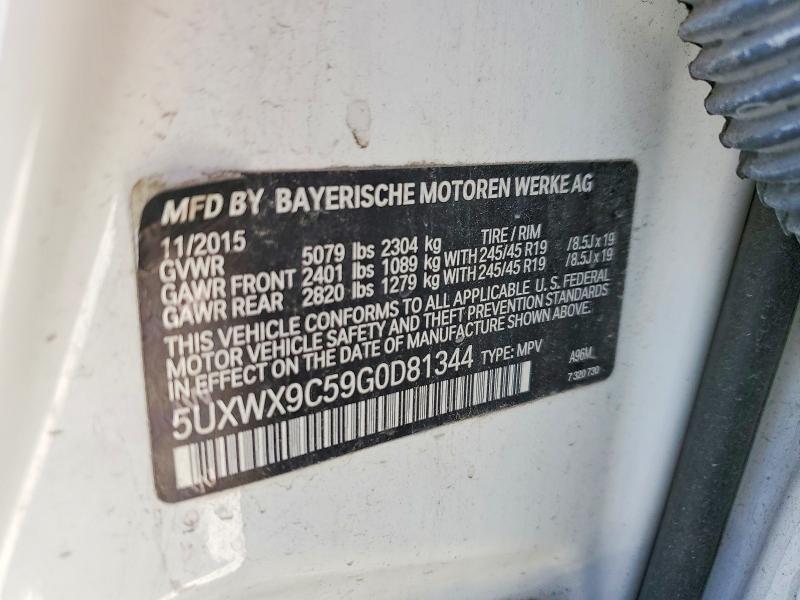 55131786 :رقم المزاد ، 5UXWX9C59G0D81344 vin ، 2016 Bmw X3 مزاد بيع