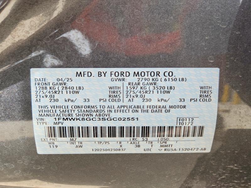 Продаж на аукціоні авто 2025 Ford Explorer, vin: 1FMWK8GC3SGC02551, номер лоту: 59075196