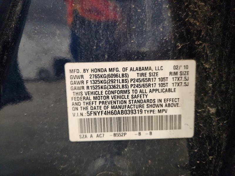 Продаж на аукціоні авто 2010 Honda Pilot, vin: 5FNYF4H60AB039319, номер лоту: 55500406
