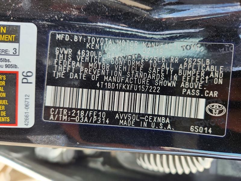 Aukcja sprzedaży 2015 Toyota Camry Hybrid, vin: 4T1BD1FKXFU157222, numer aukcji: 57366906