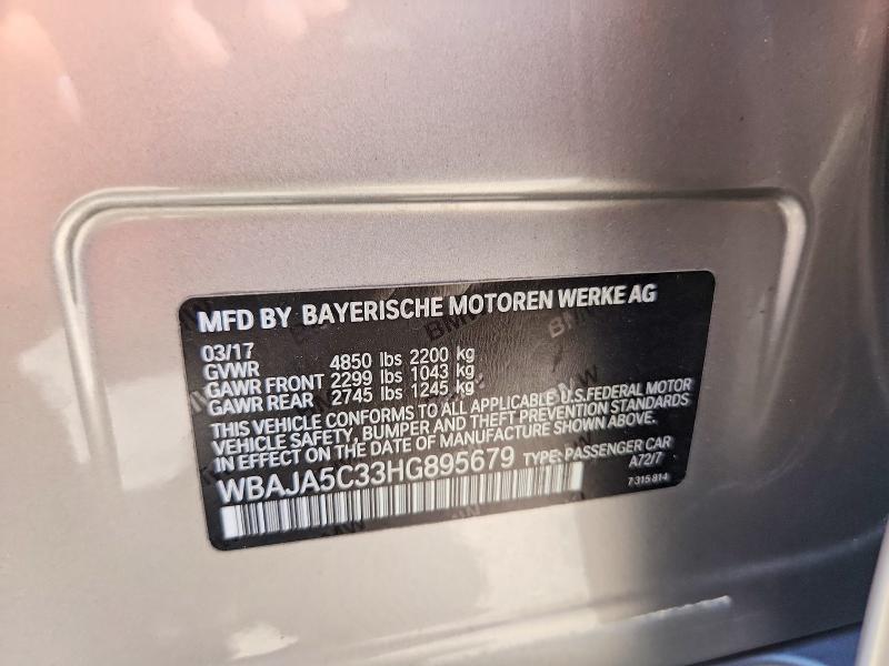 Aukcja sprzedaży 2017 Bmw 530, vin: WBAJA5C33HG895679, numer aukcji: 59007516