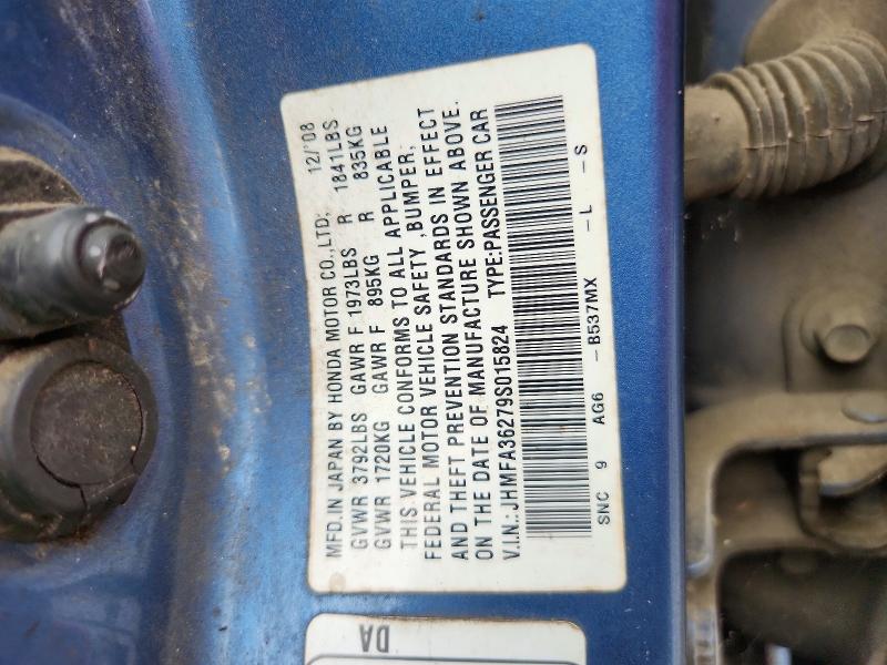 Продажа на аукционе авто 2009 Honda Civic, vin: JHMFA36279S015824, номер лота: 58201286