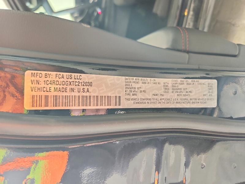 2026 Dodge Durango მანქანა იყიდება აუქციონზე, vin: 1C4RDJDGXTC212030, აუქციონის ნომერი: 55709846