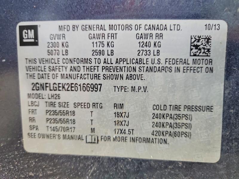 2014 Chevrolet Equinox მანქანა იყიდება აუქციონზე, vin: 2GNFLGEK2E6166997, აუქციონის ნომერი: 57781216