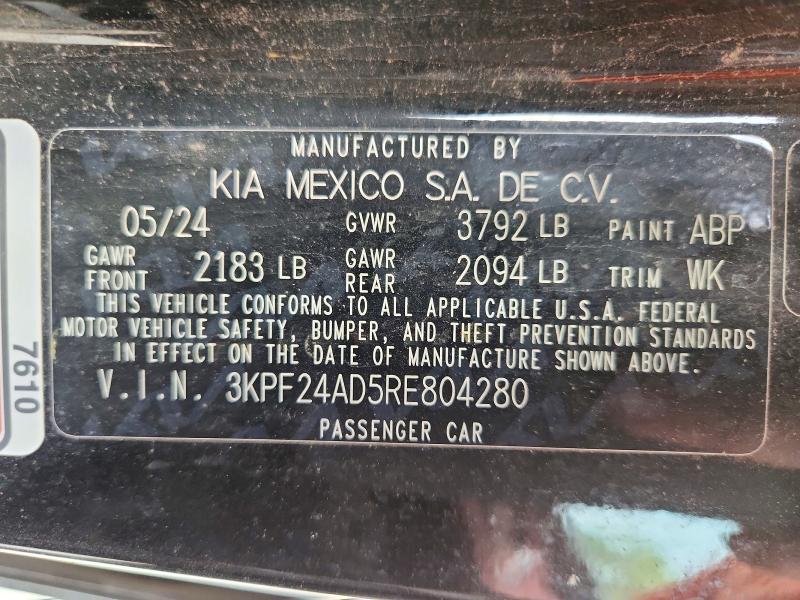 Aukcja sprzedaży 2024 Kia Forte, vin: 3KPF24AD5RE804280, numer aukcji: 57137736