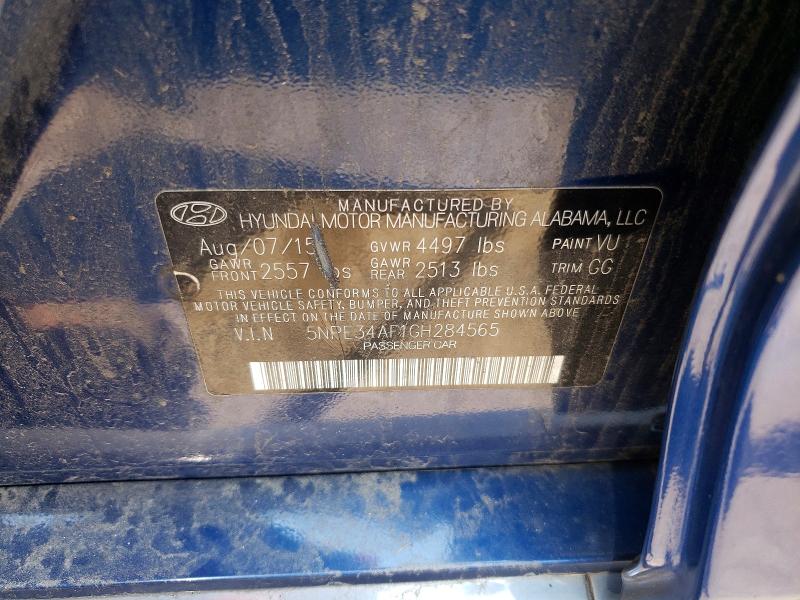2016 Hyundai Sonata მანქანა იყიდება აუქციონზე, vin: 5NPE34AF1GH284565, აუქციონის ნომერი: 59053976