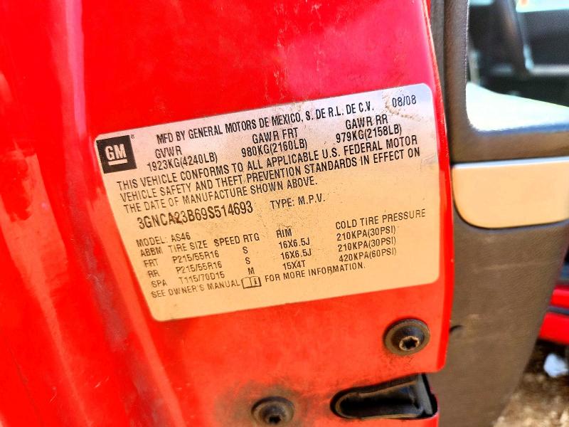 Продажа на аукционе авто 2009 Chevrolet Hhr, vin: 3GNCA23B69S514693, номер лота: 57225826