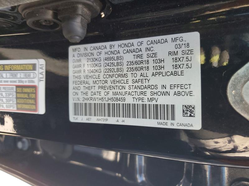 Продаж на аукціоні авто 2018 Honda Cr-v, vin: 2HKRW1H51JH508459, номер лоту: 57431146